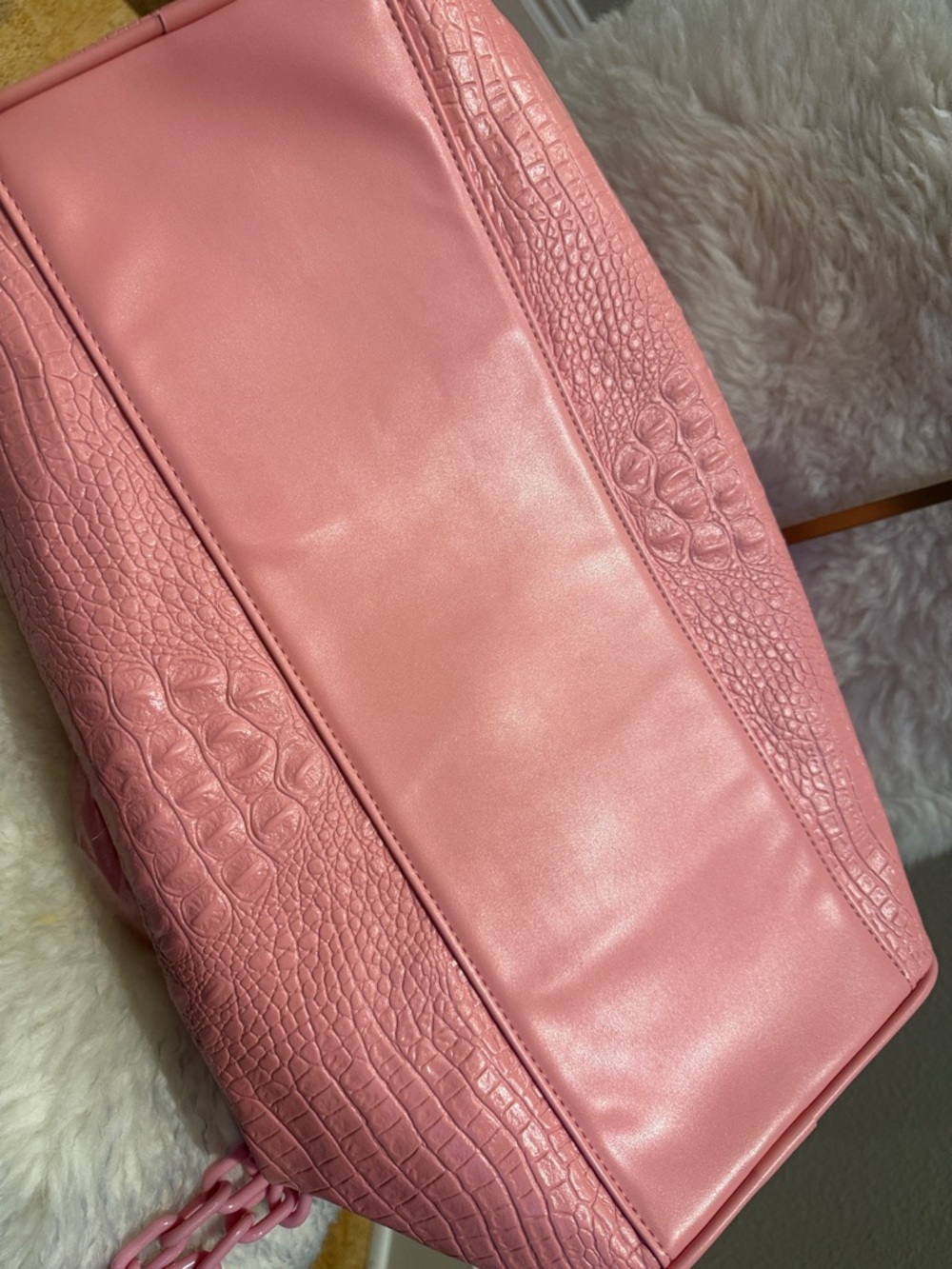 Privata Pink Croc-Embossed Duffel Bag - Picture 6 of 6